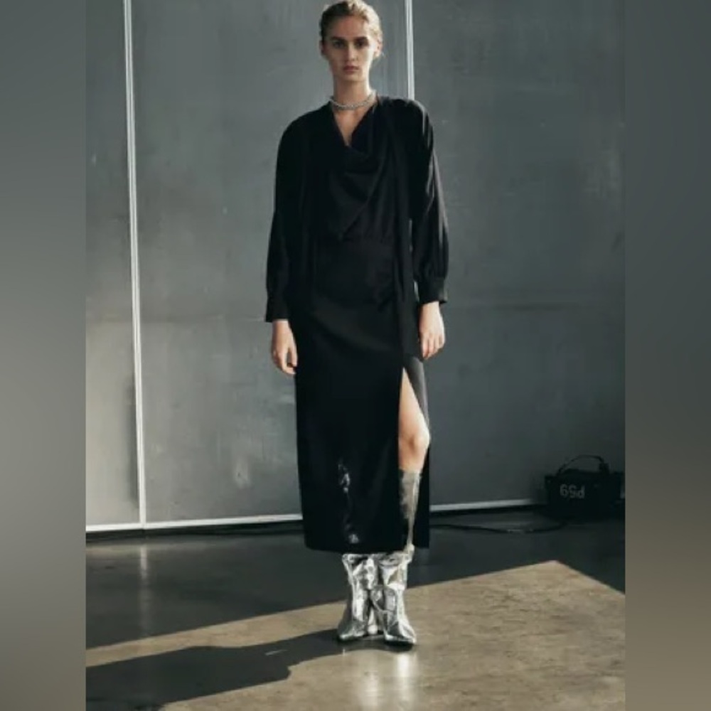 Zara black long sleeve maxi dress